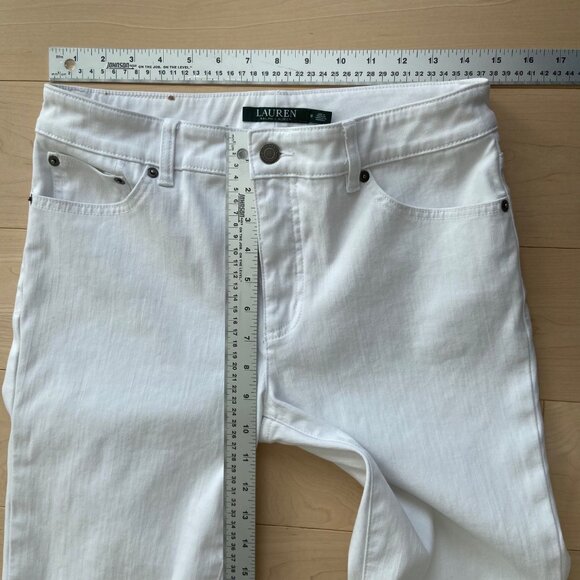 Ralph Lauren Premier Straight jeans white stretch denim high waisted rise size 6 - Picture 14 of 16